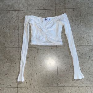 Tiger Mist White Off Shoulder Crop Top